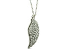 Crystal Encrusted Silver Tone Wing Necklace, 18 Inches Long