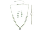 Oversized Eternity Rhinestone Necklace and Dangle Earring Bridal Set