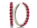 Hoop earrings will always be in style!  Be sure to grab these fabulous ruby hoop earrings.  Each earring has 11 ruby stones and are set in sterling silver.  Dangling at about 1 inches down, they are perfect for everyone.