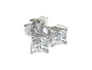 Diamond Stud Earrings: 1/3ct Princess Diamond Stud Earrings In Platinum, G/H Color, SI Clarity