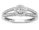 What a beautiful diamond engagement ring!  Crafted in 10 karat white gold, this 1/2ct diamond engagement ring is made to last generations. The ring contains 75 round brilliants with a total weight of 1/2 carat in H/I color, I1/I2 clarity. Three star diamonds.