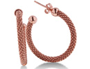 If you are searching for a pair of everyday hoops, with a hint of flair, then look no further.  These classic silver earrings with rose overlay are light and durable.  The earrings are 1 inch in diameter.
