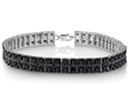 Sterling silver black diamond tennis bracelet with 100 sparkly black diamonds.  This bracelet is unique because it has 3 strands of black diamonds, which makes the bracelet incredibly elegant and bold.  Diamond content is 2 carat in I2 clarity.