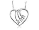 Diamond Heart Pendants: Lovely Diamond Spray Heart Pendant, 10k White Gold, 2 Star Diamonds