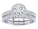 Diamond Bridal Sets: Gorgeous 1/2ct Pave Diamond Bridal Set with Round Cut Center in 14k White Gold