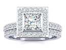 Diamond Bridal Sets: 1 1/2ct Princess Cut Pave Diamond Bridal Set in 14k White Gold