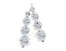 Diamond Earrings: 1/4ct Three Diamond Drop Style Diamond Earrings In 14k White Gold