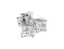 Diamond Stud Earrings: Platinum 1/2ct Princess Diamond Stud Earrings H/I Color SI2 Clarity