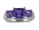 Amethyst Gemstone Jewelry: Gorgeous 2 1/4ct Amethyst and Diamond Ring in 14k White Gold