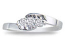 Promise Rings: 1/8ct Three Diamond Ring in 10k White Gold