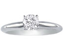 Engagement Rings: 1ct Round Diamond Solitaire Ring in 14k White Gold, H/I Color, I1 Clarity