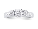 Inexpensive Engagement Rings: 1/4ct Trellis Motif Fine Three Diamond Ring in 10k White Gold