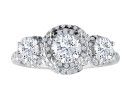 Inexpensive Engagement Rings: 1/2ct Micro Pave Three Diamond Ring in 14K White Gold