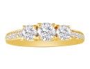Inexpensive Engagement Rings: 1ct Three Diamond Plus Engagement Ring, 14k Yellow Gold