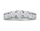 Inexpensive Engagement Rings: 1/2ct Antique Model Three Diamond Plus Ring in 10k White Gold