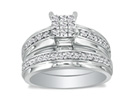 Diamond Bridal Sets: .50ct Princess Shaped Head Diamond Bridal Set in 10k White Gold