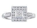 Right Hand Diamond Rings: Fiery Square Top 1/3ct Diamond Ring in 10k White Gold