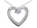 Diamond Heart Pendants: Gorgeous Double Row 1/5ct Diamond Heart Pendant in 10k White Gold
