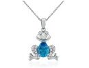 Blue Topaz Jewelry: Ribbit! Blue Topaz and Diamond Frog Pendant in 10k White Gold 
