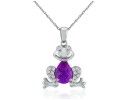 Amethyst Gemstone Jewelry: Ribbit! Amethyst and Diamond Frog Pendant in 10k White Gold