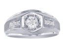 Men's Promise Rings: Mens Promise Ring with 7 Diamonds in 10k White Gold | Mens Diamond Rings