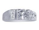 Men's Promise Rings: Nugget Style Men's Promise Ring with 3 Diamonds in 10k White Gold | Mens Diamond Rings