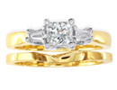 Diamond Bridal Sets: 1/2ct Classic Princess and Tapered Baguette Diamond Bridal Set in 14k Yellow Gold