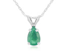 Emerald Gemstone Jewelry: 1/2ct Pear Shaped Emerald Pendant in 14k White Gold