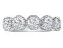 Platinum Diamond Wedding Bands: 5 Diamond Milgrain Bezel 1/2ct Platinum Diamond Wedding Band
