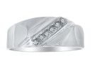 Mens Diamond Bands: Classic Diagonal .03ct Men's Diamond Band in 10k White Gold