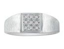 Mens Diamond Rings: 9-Diamond Classic Mens Diamond Ring in 10k White Gold