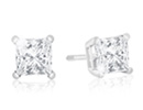 CLOSEOUT: 1ct Princess Cut Diamond Stud Earrings in 14k White Gold, K/L, SI2/I