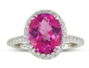 Pink Topaz Jewelry: Stylish 4ct Pink Topaz and Diamond Ring in 14K White Gold