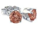 Diamond Stud Earrings: 1/5ct Brown Colored Diamond Stud Earrings in 10k White Gold