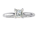 Promise Rings: 1/3ct Princess Solitaire Diamond Promise Ring in 14k White Gold