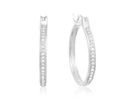 Diamond Hoop Earrings: 1/4ct Diamond Hoop Earrings in Sterling Silver. Closeout!