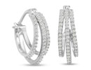 Diamond Hoop Earrings: 1/2ct Triple Diamond Hoop Earrings Crafted in Sterling Silver