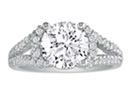 Luxury Engagement Rings: 2 1/3ct Round Center Diamond Engagement Ring in 14k White Gold