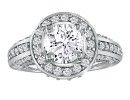 Luxury Engagement Rings: 1 2/3ct Antique Style Round Center Diamond Engagement Ring in 14k White Gold