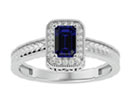 Sapphire Jewelry.85ct Antique Style Sapphire and Diamond Ring in 10k White Gold | Fine Gemstone Jewelry