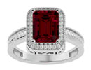 Ruby Jewelry: 3ct Antique Style Ruby and Diamond Ring in 14k White Gold | Fine Gemstone Jewelry