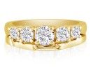 Diamond Bridal Sets: 1ct Trellis Motif Five Diamond Bridal Set in 14k Yellow Gold
