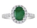 Emerald Jewelry: 1 3/4ct Emerald and Diamond Ring in 14k White Gold