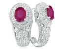 Ruby Jewelry: Bold 4 1/4ct Ruby and Diamond Earrings in 14k White Gold