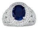 Sapphire Jewelry: Bold 4 1/3ct Sapphire and Diamond Ring in 14k White Gold