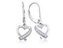 Diamond Earrings: .06ct Diamond Heart Earrings in Sterling Silver