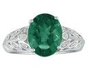 Emerald Gemstone Jewelry: 1 1/2ct Emerald and Diamond Ring in 14k White Gold. Beautiful Emerald