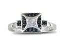 Black Diamond Rings: 1/10ct Modern White and Black Diamond Ring in 10k White Gold