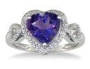 Amethyst Gemstone Jewelry: 1 3/4ct Amethyst and Diamond Heart Ring in 10k White Gold