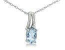 Aquamarine Jewelry: 1/2ct Oval Aquamarine and Diamond Pendant in 10k White Gold